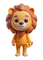 Adorable 3D Render of a Cute Cartoon Lion Cub in Orange Onesie png