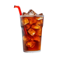 Refreshing Iced Cola Drink in a Glass with a Red Straw png