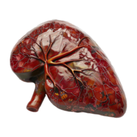 Detailed 3D Render of a Human Spleen Showing Vascular Network and Internal Structure png