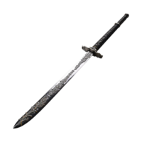 Ornate Decorative Sword with Intricate Metalwork and Black Handle png