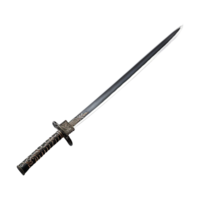 A magnificent ornate sword with a dark blade and intricate metalwork on the hilt png