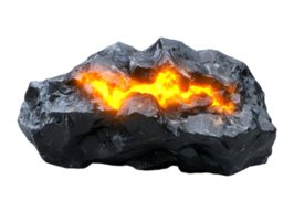 Volcanic Rock with Molten Lava Glowing Brightly Inside Isolated on Transparent Background 3D Render png