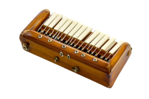 Vintage Miniature Piano with Wooden Keys and Intricate Details on Transparent Background png