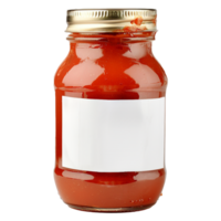 A Glass Jar of Red Sauce with a Blank White Label Ready for Custom Branding png