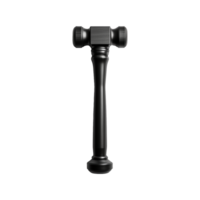 A sleek black mallet or judge's gavel with a cylindrical handle and rounded heads png