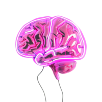 Pink Neon Brain Art Digital 3D Render Abstract Artwork Brainwave Intelligence png
