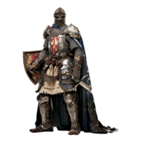 A Medieval Knight in Full Armor with Shield and Sword png