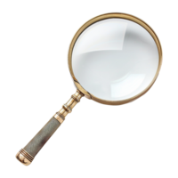 Antique Brass Magnifying Glass with Knurled Handle, Vintage Magnifier for Reading and Inspection png
