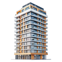 Modern Brick Apartment Building Architectural Rendering Highrise Residential Design Luxury Real Estate Development png
