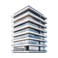 Modern Architectural Design of a Sleek Multistory Office Building with Large Windows and Balconies png