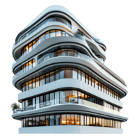 Stunning Modern Architectural Design of a Luxurious Highrise Building with Curving Balconies and Panoramic Windows png