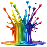 Vibrant Rainbow Paint Splash Explosion Colorful 3D Render Abstract Art png