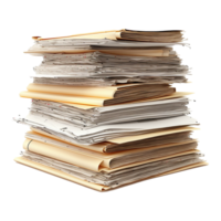 A very large stack of papers and files in a beige folder, showing a huge amount of paperwork png