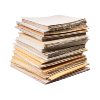 A large stack of old papers and documents showing signs of age and wear png