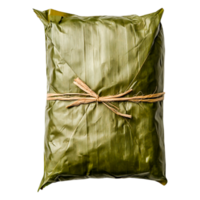 Wrapped Green Package with Natural Leaf Exterior for Food Storage png