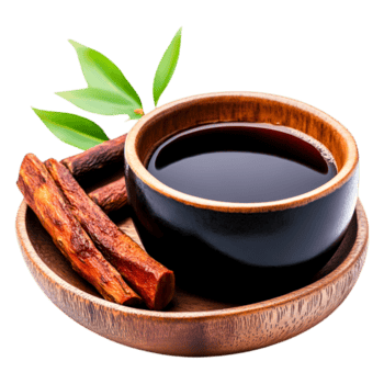 natürlich Kräuter- Essencia im hölzern Schüssel mit Bambus Stöcke und Blätter png