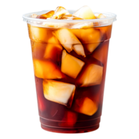 Refreshing Iced Drink with Ice Cubes in Clear Plastic Cup png