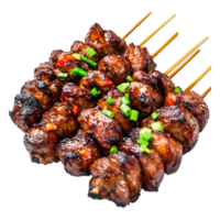 Grilled Meat Skewers with Fresh Chopped Vegetables png
