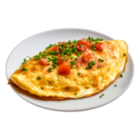 Delicious and Colorful Omelet with Fresh Vegetables and Herbs on Plate png