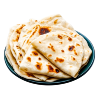 Freshly Cooked Flatbreads on Plate Displayed for Delicious Culinary Presentation png