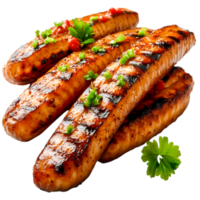Grilled sausages with herbs and sauce png