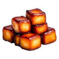 Deliciously Glazed Cubes of Sweet Dessert Stacked Together in an Artistic Way png