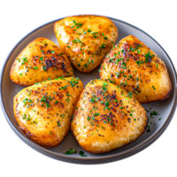 Crispy Golden Potato Triangles with Herbs Gray Plate png