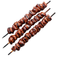 Grilled Meat Skewers with Smoky Char and Juicy Texture on png
