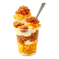 Delicious and Colorful Ice Cream Dessert with Crunchy Toppings in Cup png