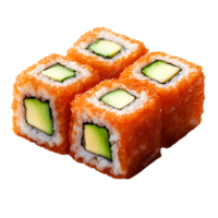 Fresh Sushi Rolls with Cucumber and Fish Roe on png