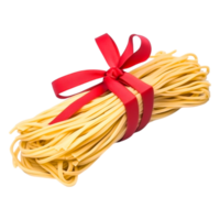 Freshly Made Pasta Bundle Tied with a Red Ribbon for Culinary Presentation png