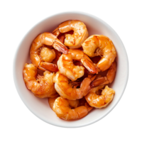 Deliciously Cooked Shrimp in a White Bowl Clean Background png