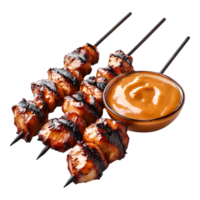 Grilled Chicken Skewers with Spicy Peanut Sauce on png