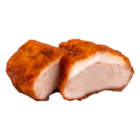 Crispy Fried Chicken Cutlet Sliced to Show Juicy Interior and Texture png