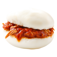 Soft Bao Bun with Spicy Chicken Filling in a closeup View png