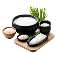 Ingredients for Traditional Rice Dish with Sprouts and Condiments png