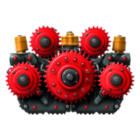 Red Engine Gears and Cogs with Industrial Design Elements png