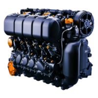 Robust Engine Design with Detailed Components and Metallic Finish png