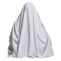 Mysterious Figure Covered with White Fabric in Studio Setting png