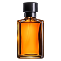 Elegant Glass Bottle with Dark Cap and Amber Liquid Isolated on png