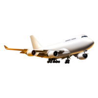White airplane in flight with a clear sky and stunning sunlight pitch png