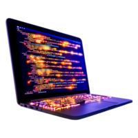 Colorful Coding Display on Laptop with Illuminated Keyboard and Screen png