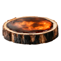 Wooden Slice with Reflective Surface and Abstract Flame Pattern png