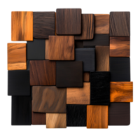 Assorted Wooden Squares in Rich Tones Arranged in Unique Pattern Design png