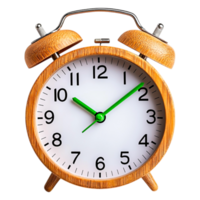 Clásico de madera alarma reloj mostrando hora a dos en punto con verde manos png
