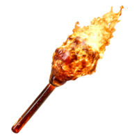 Flaming Torch with Bright Flames and Vibrant Colors on png