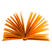 Vibrant Open Book with Spreading Pages in Bright Orange Color Scheme png