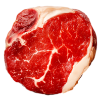 Freshly Cut Raw Meat Slice with Visible Marbling and Red Coloration png