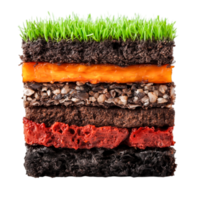 Layers of Soil and Grass Isolated on White for Environmental Concept png