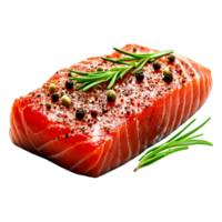 Fresh Salmon Fillet with Spices and Rosemary on png